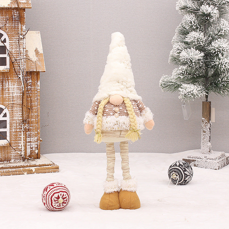 Christmas Decorations White Beard Faceless Doll Retractable