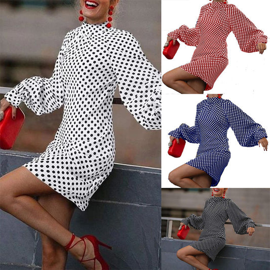 New Fashion Polka-dot Print Dresses For Spring And Autumn